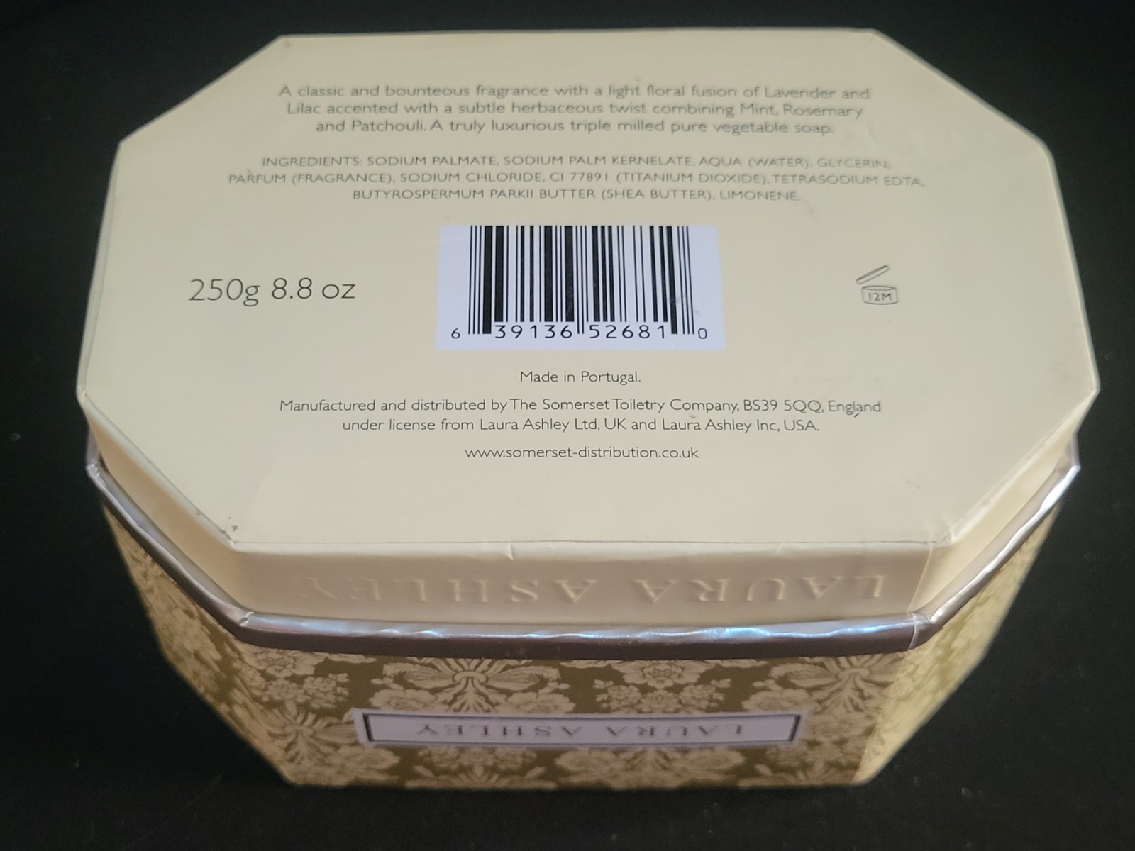 Laura Ashley Womens “Vintage Taffeta” 8.8oz Triple Milled Pure Vegetable Soap