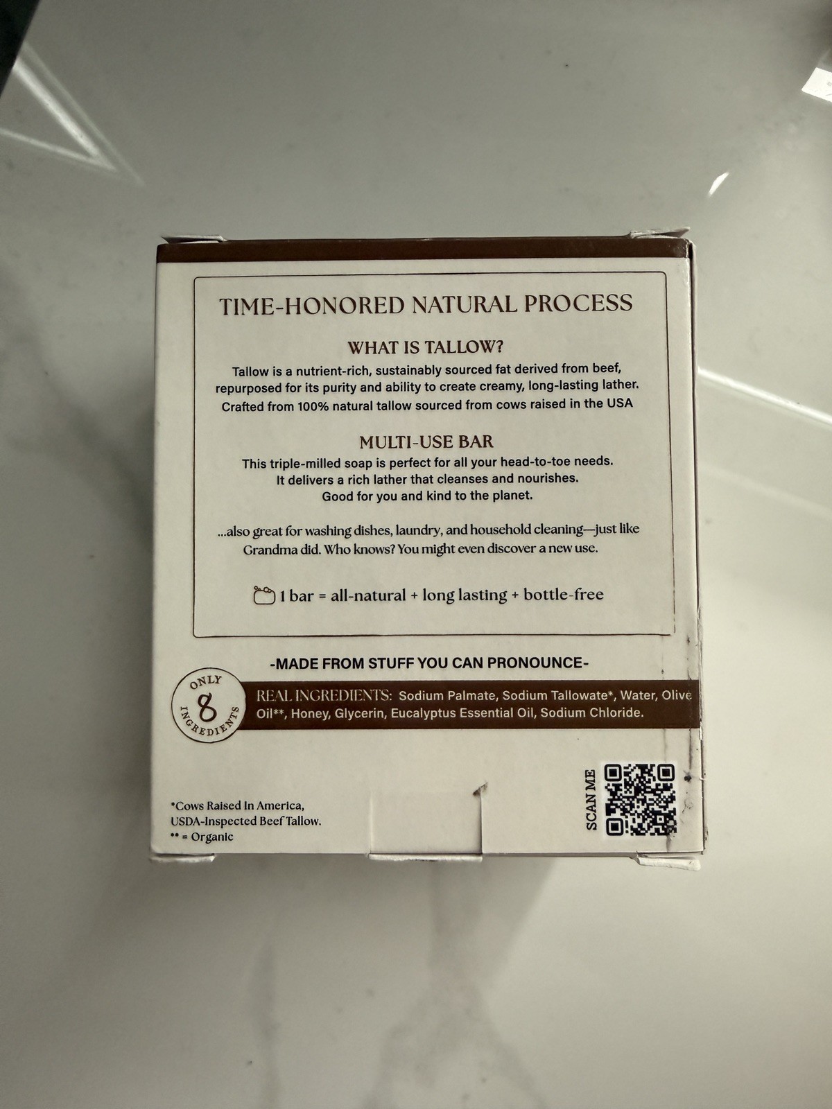 THE RUSTIC LANDS Grass Fed Beef Tallow Soap Bars Set of 4 with Honey & Olive Oil