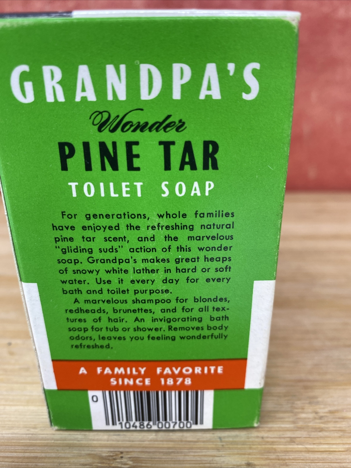 Vtg Grandpas Wonder Pine Tar Toilet Soap Bar 3.25oz~Made in USA~NIB NOS