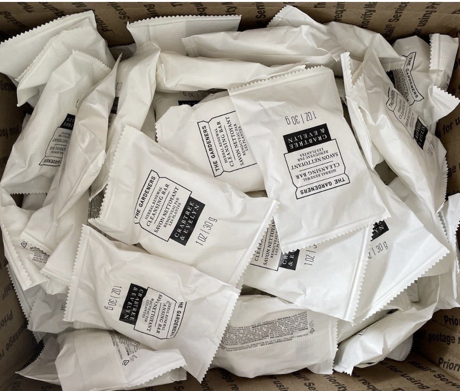 100 Pcs The Gardeners CLEANSING BAR Soap Crabtree & Evelyn Herbal Renewal Travel