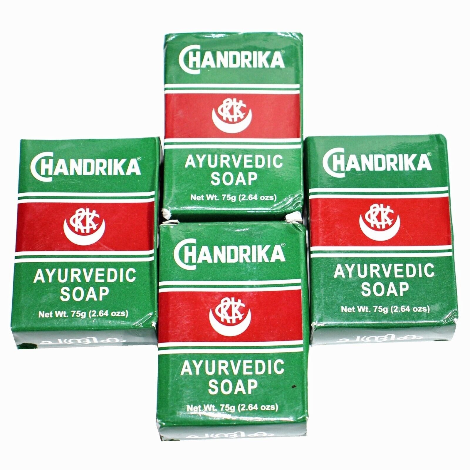 X4 Chandrika Ayurvedic Bar Soap, 2.64 oz w/ Vegetable Oil/Herbal Extract