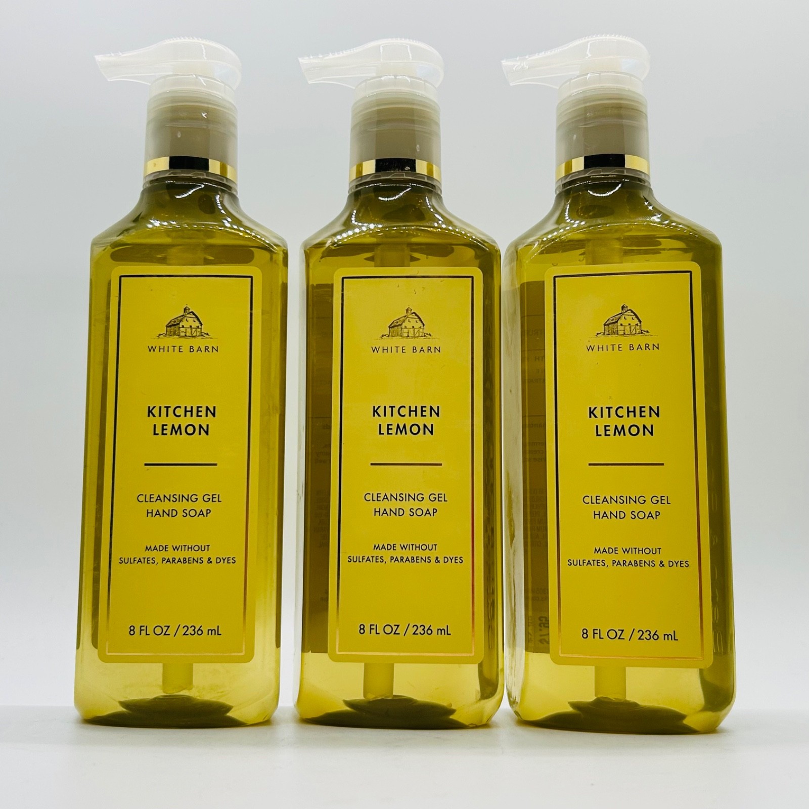 3-Pack Bath & Body Works KITCHEN LEMON Cleansing Gentle Gel Hand Soap 8 fl.oz