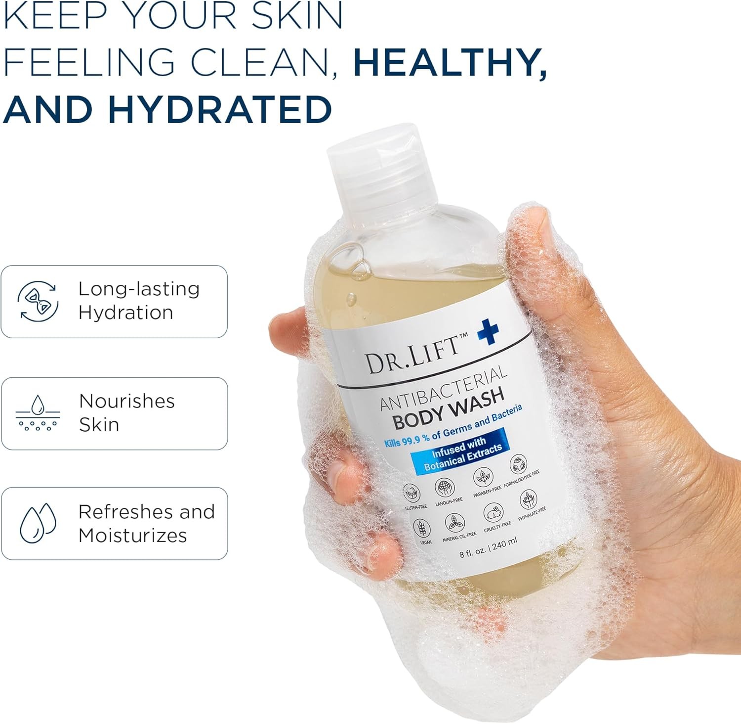 Antibacterial Body Wash, Refreshing Scent, Hydrating Shower or Bath Cleanser