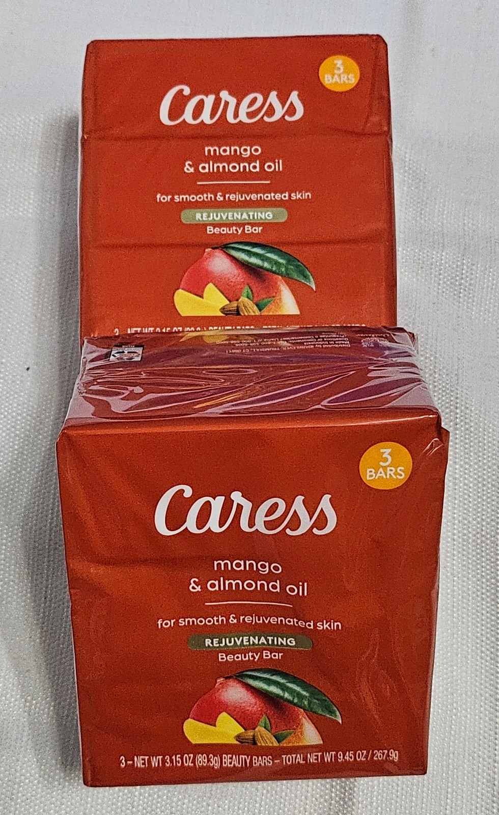 Caress Mango & Almond Oil Rejuvenating Bar Soap 3.15 Oz. Each 3-Pack – Lot Of 2