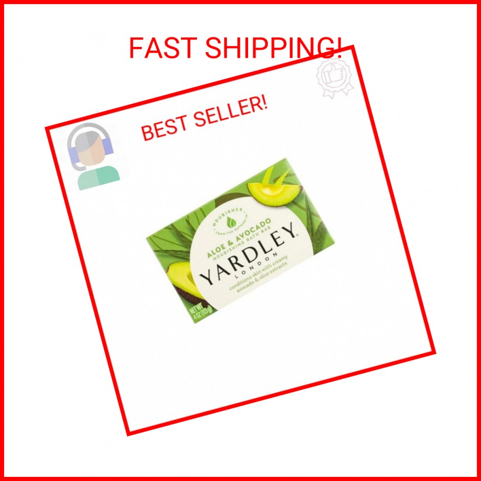 Yardley London Nourishing Bath Soap Bar Aloe & Avocado, Conditions Skin with Cre