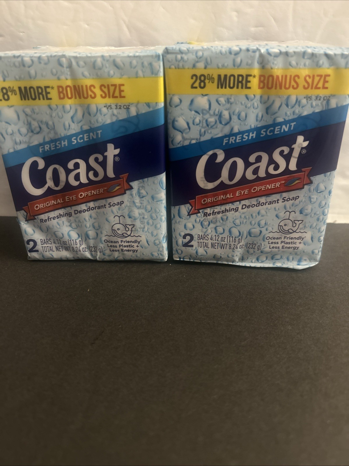 Pack of 2 Coast Deodorant Soap Bar Fresh Scent 4.12 oz Each Eye Opener