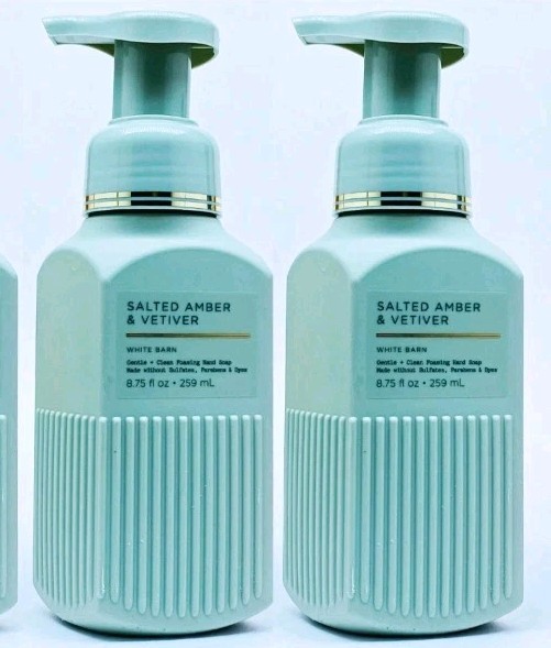 2 Bath & Body Works SALTED AMBER VETIVER Gentle Clean Foaming Hand Soap 8.75 oz