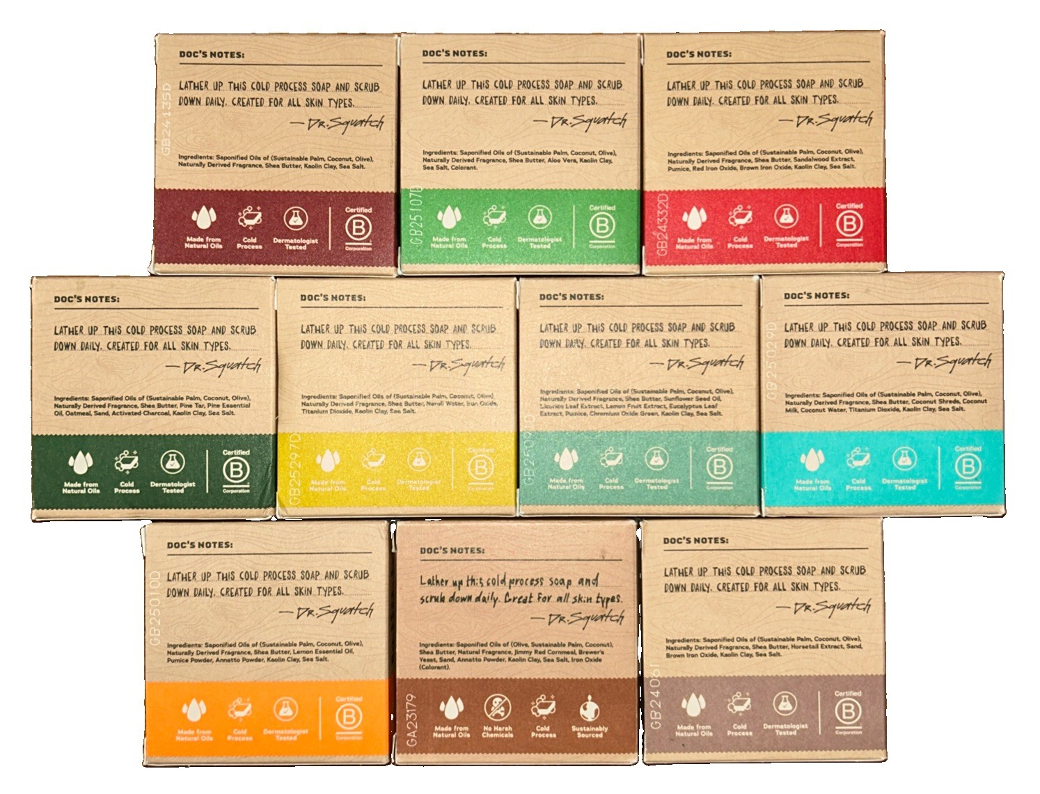 Lot Of 10 Dr. Squatch Mixed Soap Bars **Free Shipping**See Description**