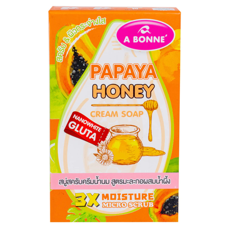 6 x A Bonne’ Papaya Honey Cream Soap Bar 3x Moisture Gluta Bright Body Skin 90g