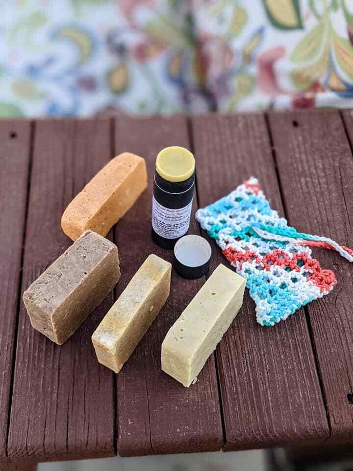 4 Cold Processed Soaps, Eco-Friendly Soap Saver & 2.5 oz Body Butter Stick