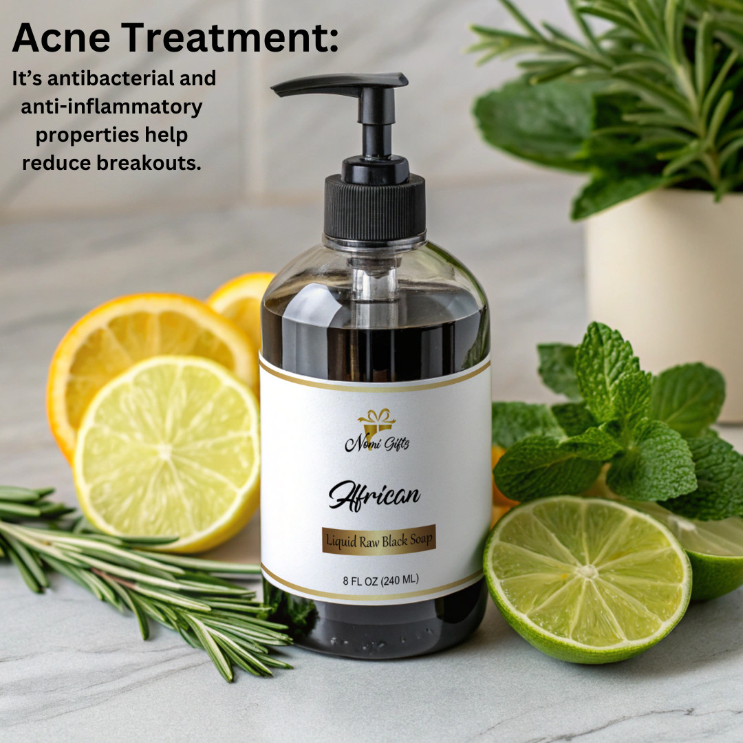 African Black Liquid Soap for Acne, Anti Aging, Dry Skin Relief