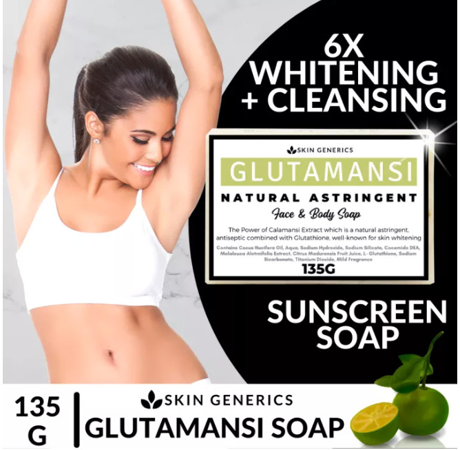 Skin Generics GLUTAMANSI Natural Astringent Whitening Face & Body Soap 135g