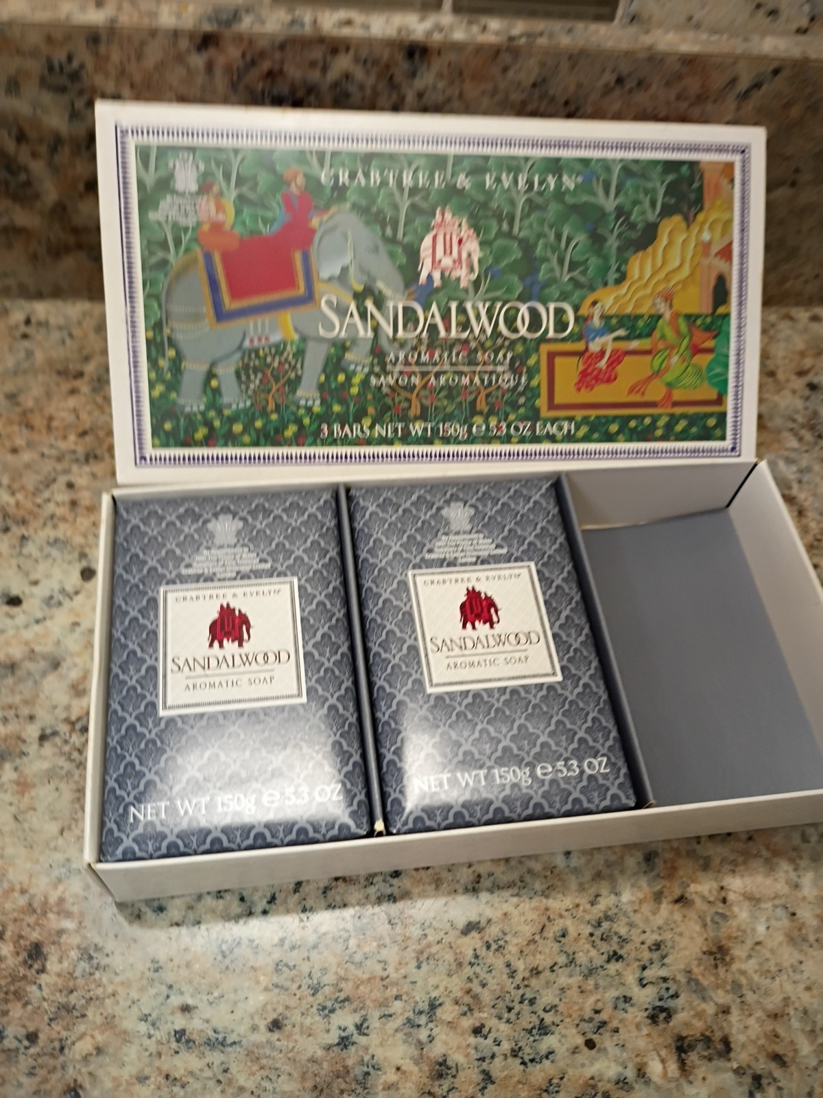 Crabtree & Evelyn For Men Sandalwood Aromatic Soap Box 2 Large 5.3 Oz Bars Rare