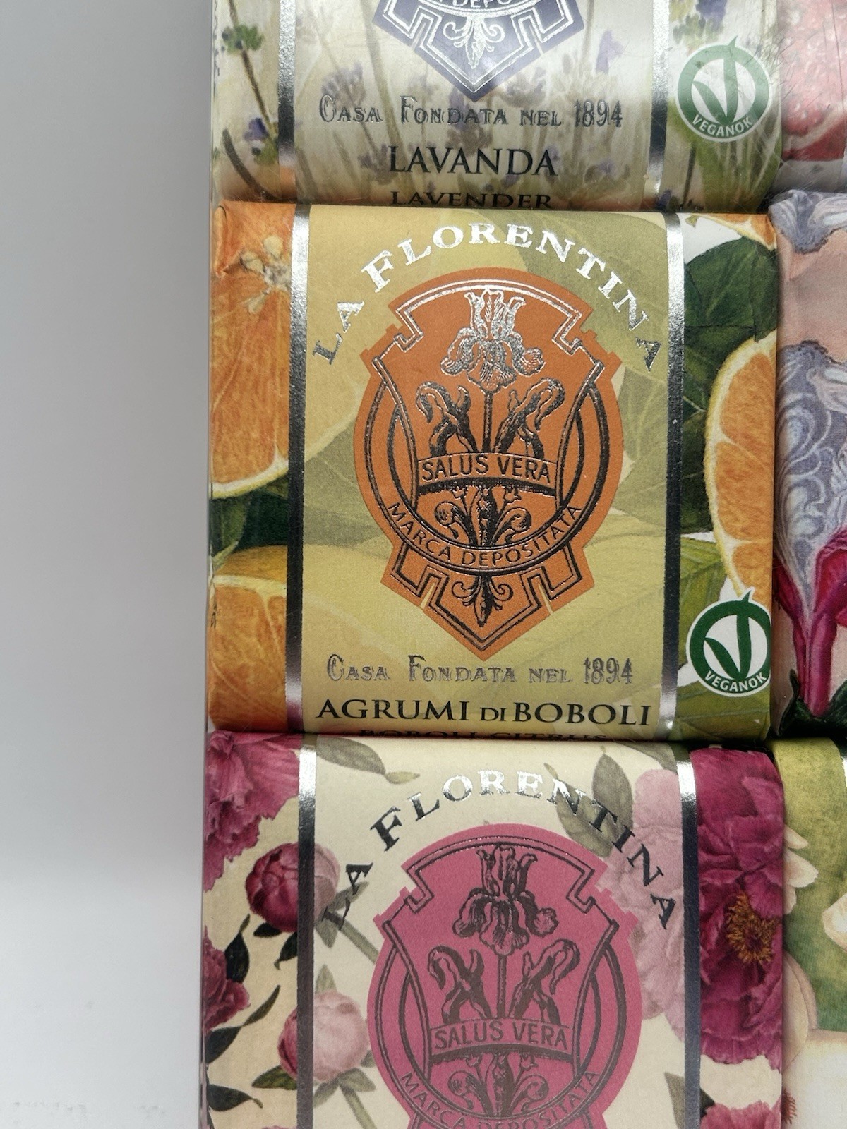 6 Pack La Florentina Bar Soap Peony Lavender Magnolia Iris Pomegranate Orange