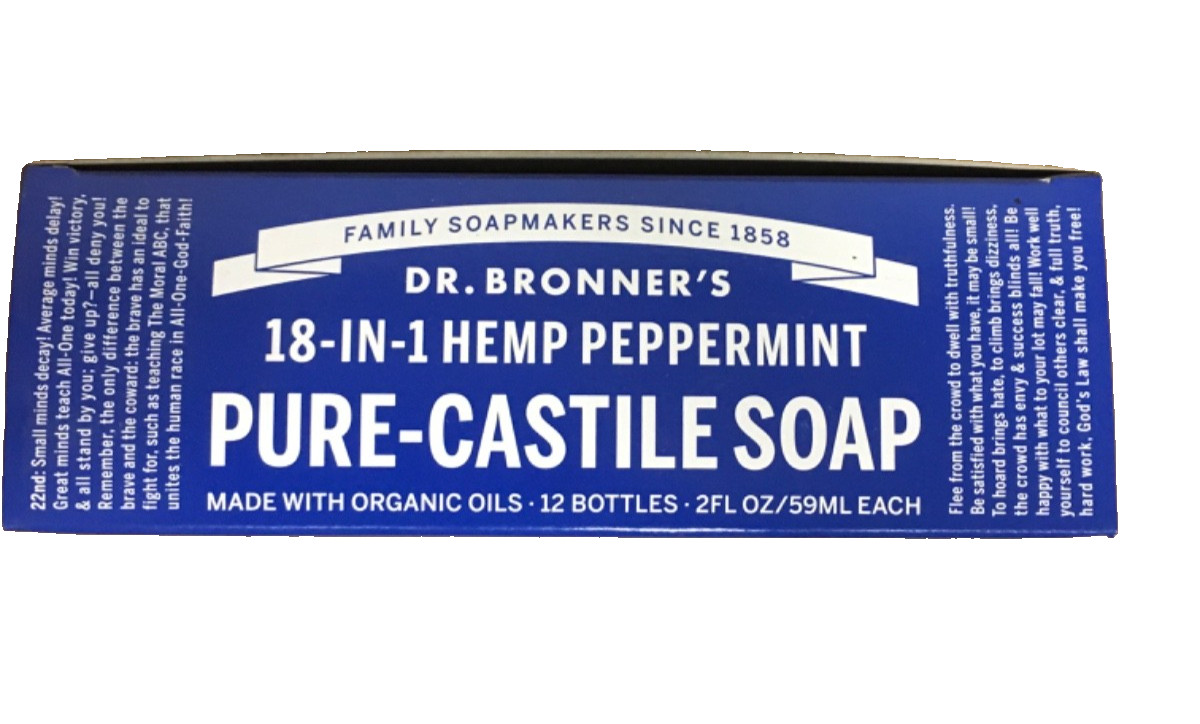 Dr Bronner’s 18 in 1 hemp peppermint pure castile Soap 12-2 oz Bottles