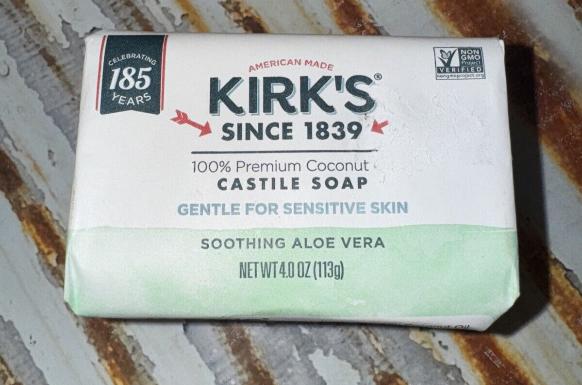 3 BARS 100% Premium Coconut Oil, Gentle Castile Soap, Soothing Aloe Vera 4 oz