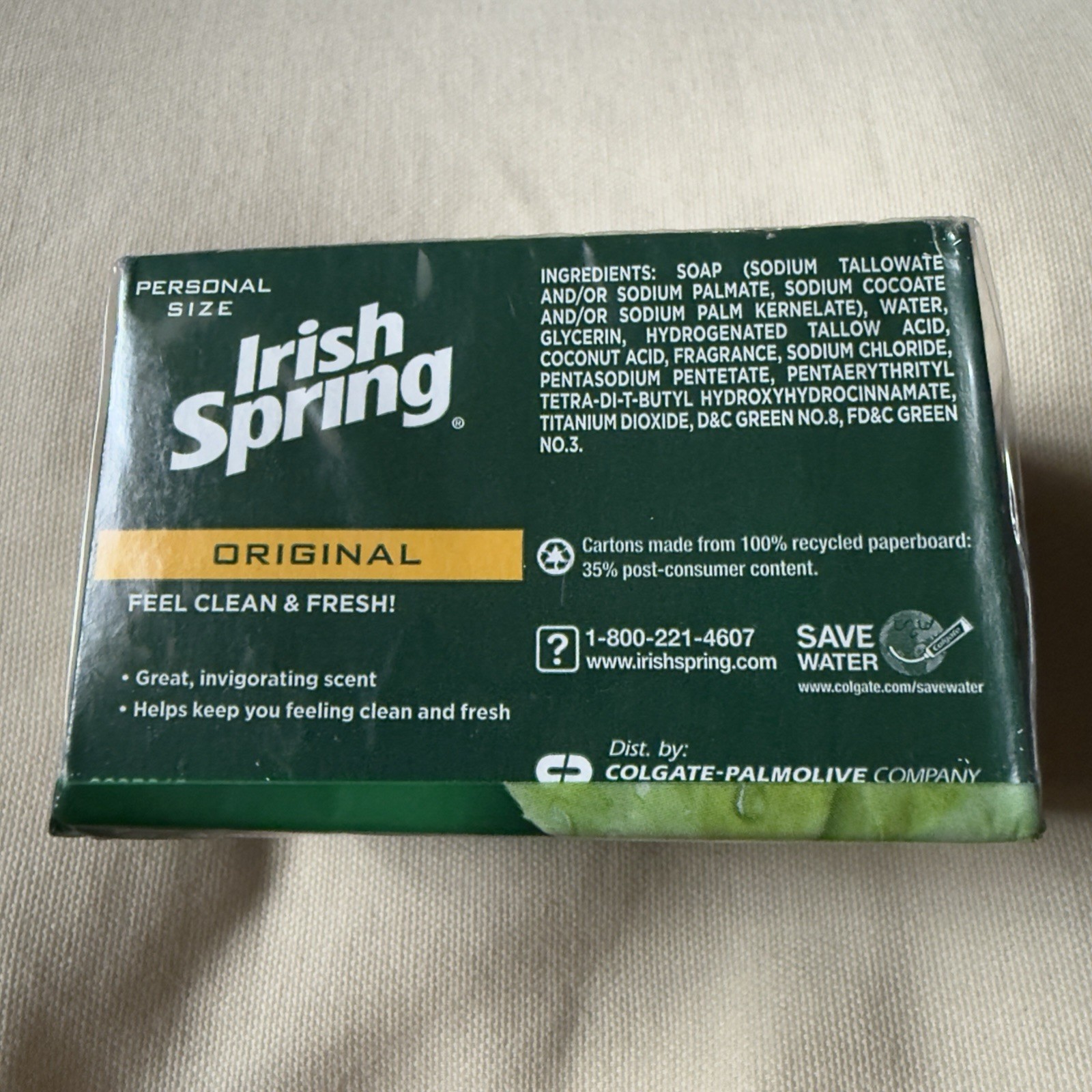 2 New Irish Spring Original Scent Soap 3.2oz Bars Tallow Formula *No Flax Oil