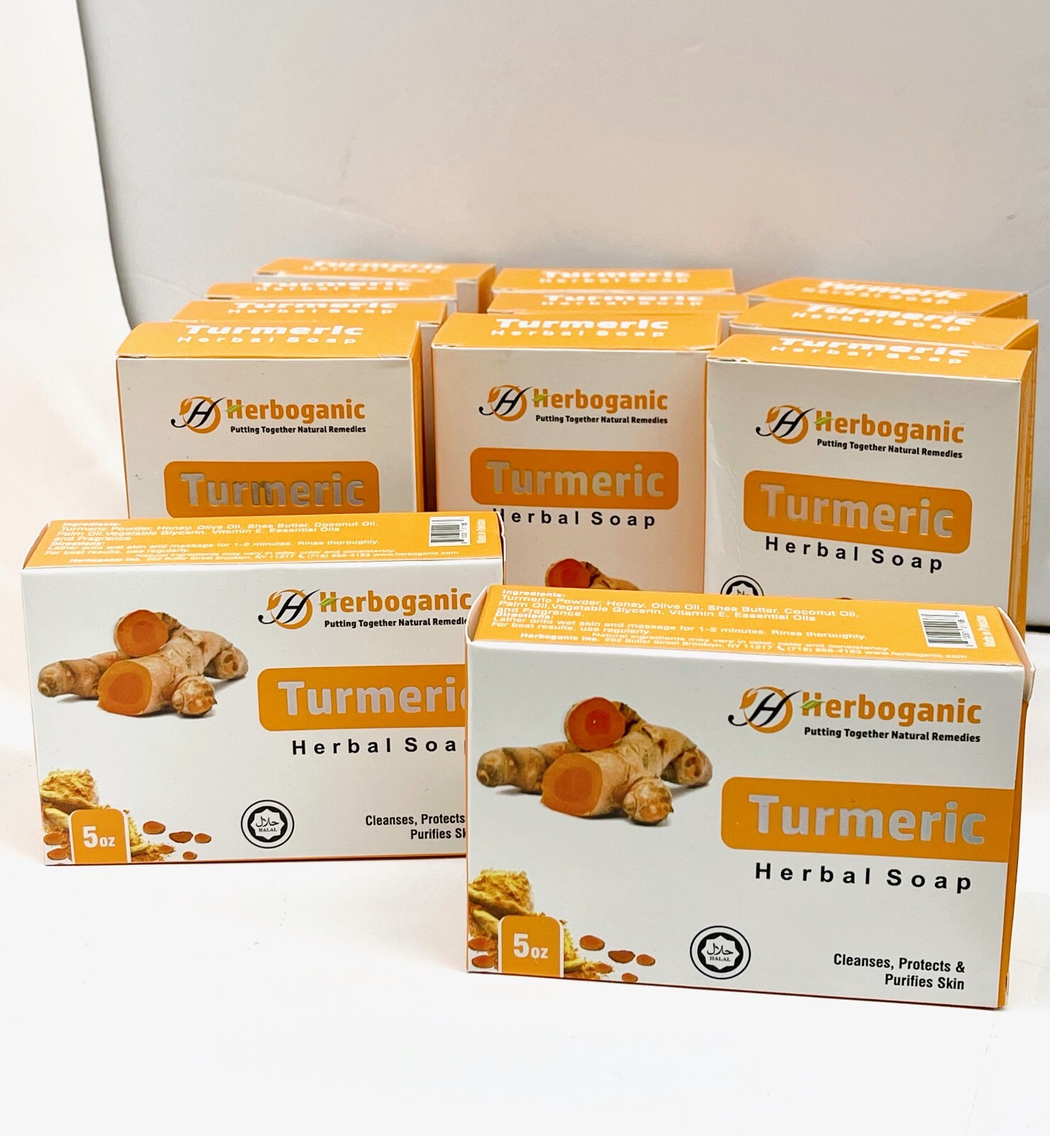 Herboganic TURMERIC SOAP 12 x 5oz PURE & NATURAL CLEANSING SAME DAY SHIPPING