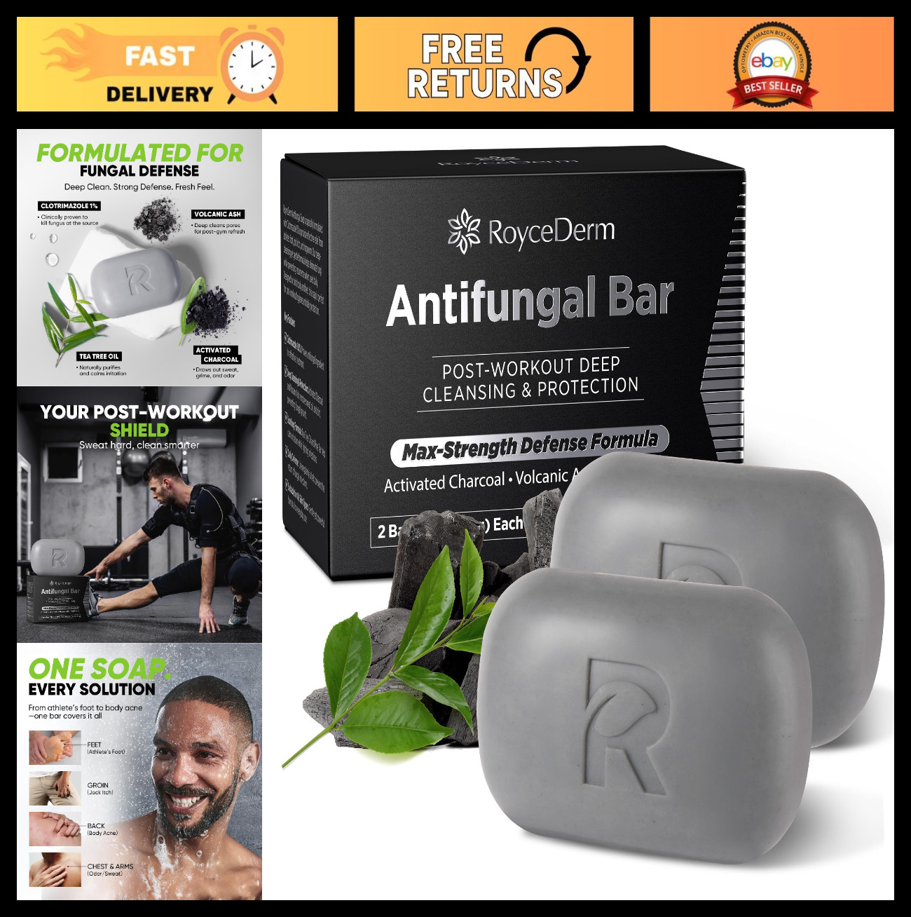 Antifungal Soap Bar for Active Skin – Treat Athlete’s Foot, Jock Itch, Ringworm,