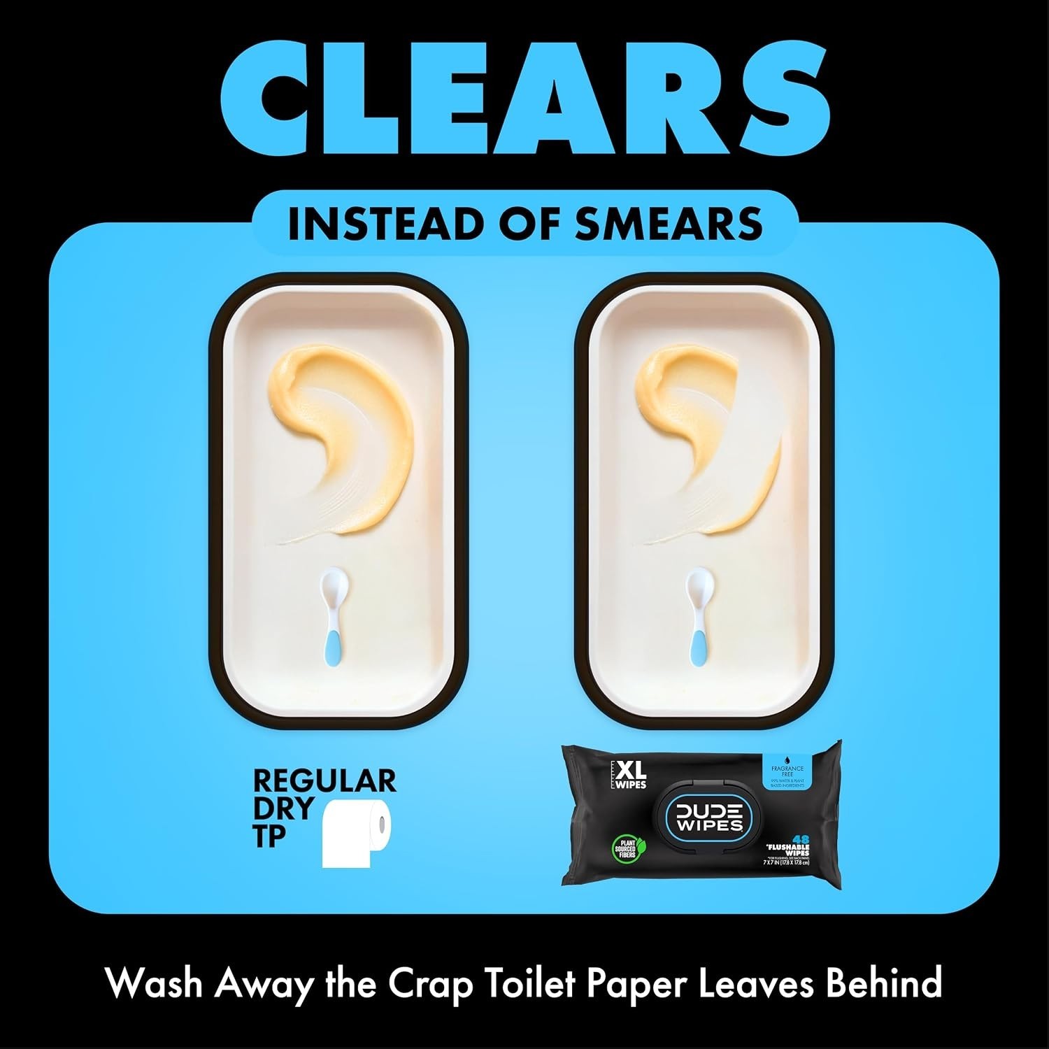 Flushable Wipes Unscented XL 576ct Plant-Based Dermatologist Tested