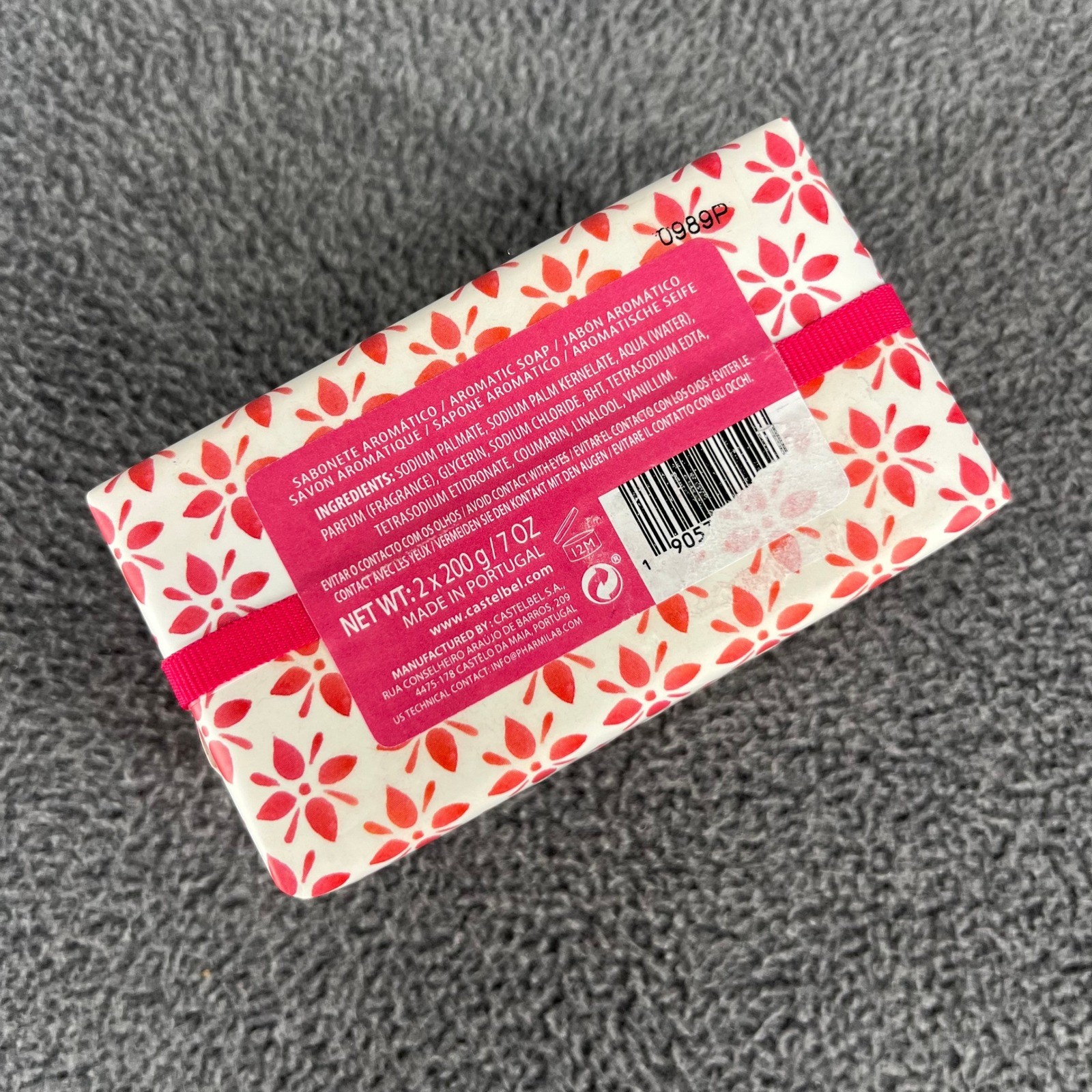Castelbel Wild Strawberry Soap Bar 2-Pack 7 oz Portugal Pink Fruit Floral Gift