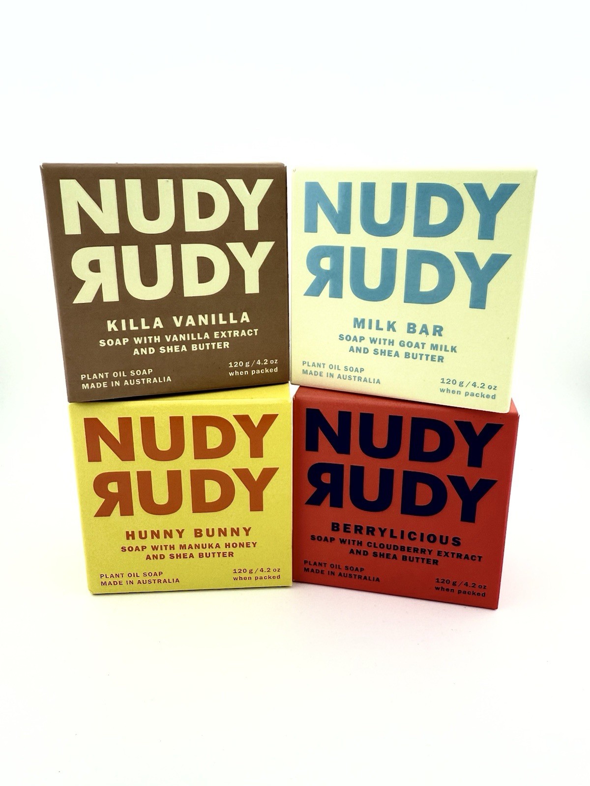 Nudy Rudy Shea Butter Soap Set (Hunny Bunny, Killa Vanilla, Milk, Berrylicious)