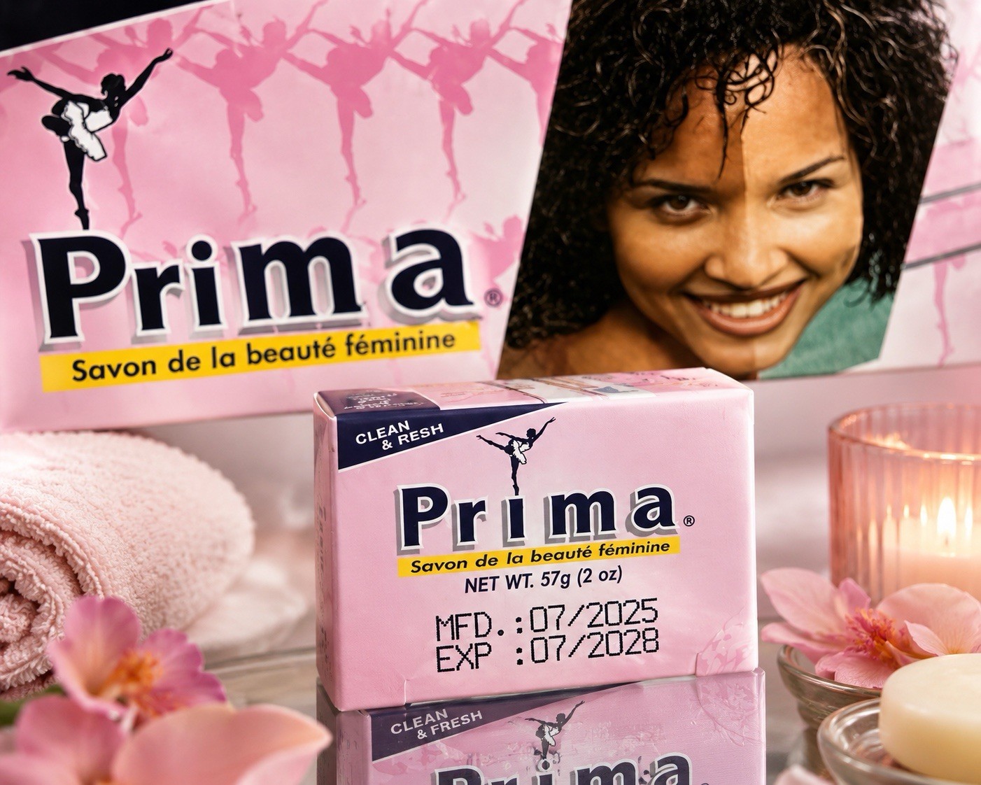 Prima Clean & Fresh Body Bar Soap White Ballerina Pattern 2 oz Women