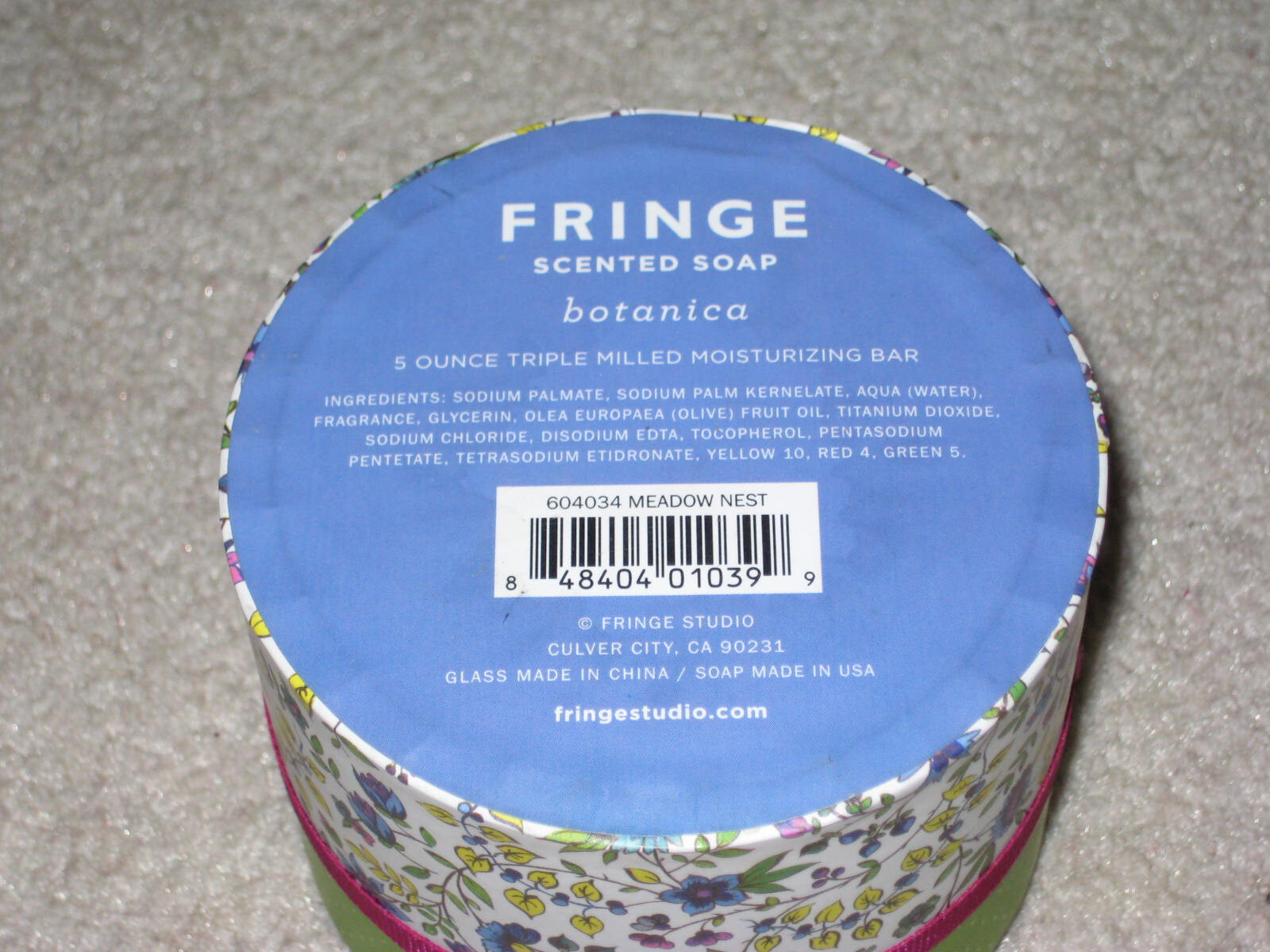 Vintage Fringe Studio Scented 5 oz Bar in Glass Topped Trinket Box Soap USA Made