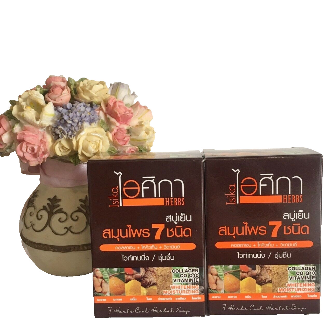 2x 100g Cool Herbal Soap by ISIKA by SUPAPORN + Collagen CoQ10 & Vitamin E.
