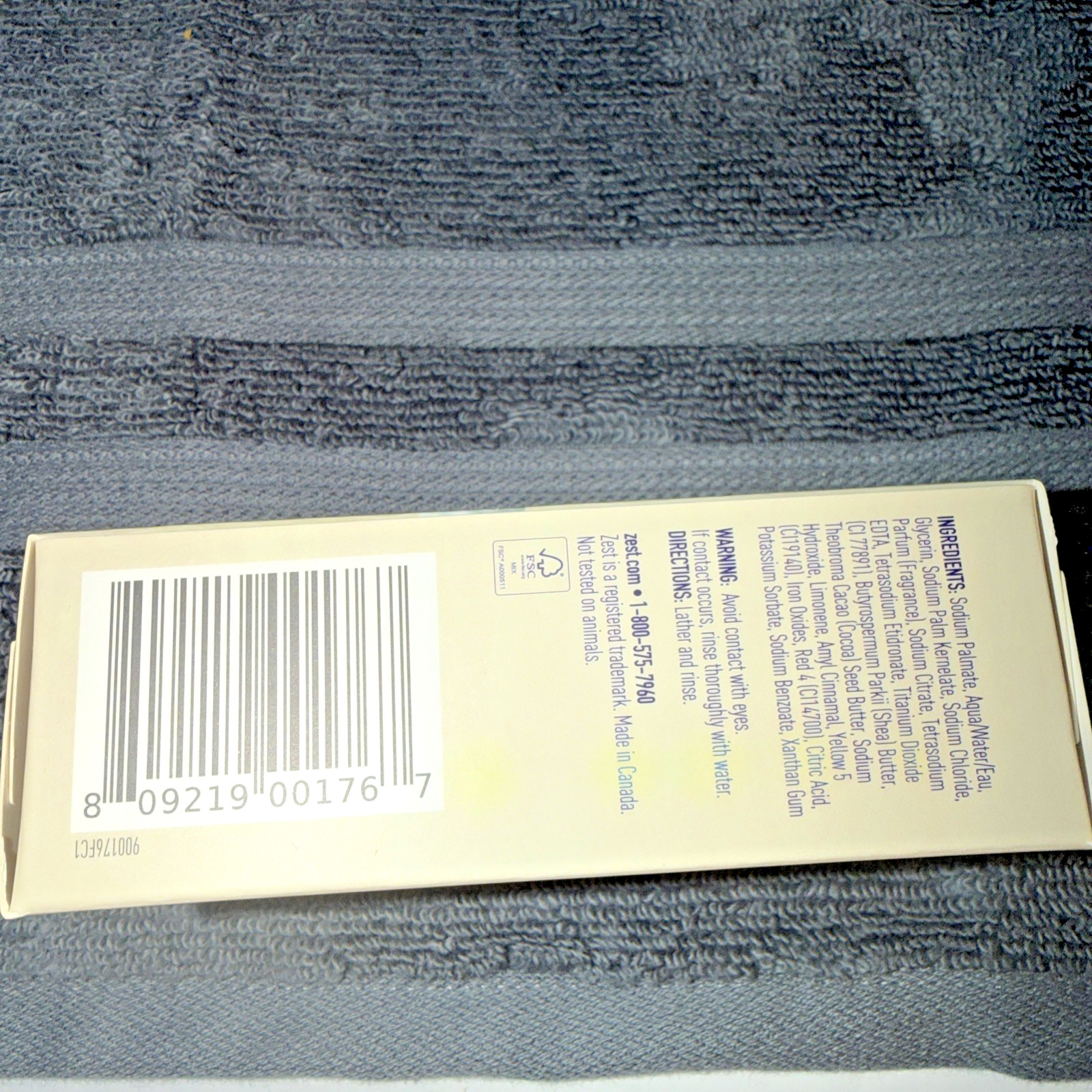12 Zest 7.05 oz COCOA BUTTER & SHEA Hydrating & Deodorizing Jumbo Bar Soap