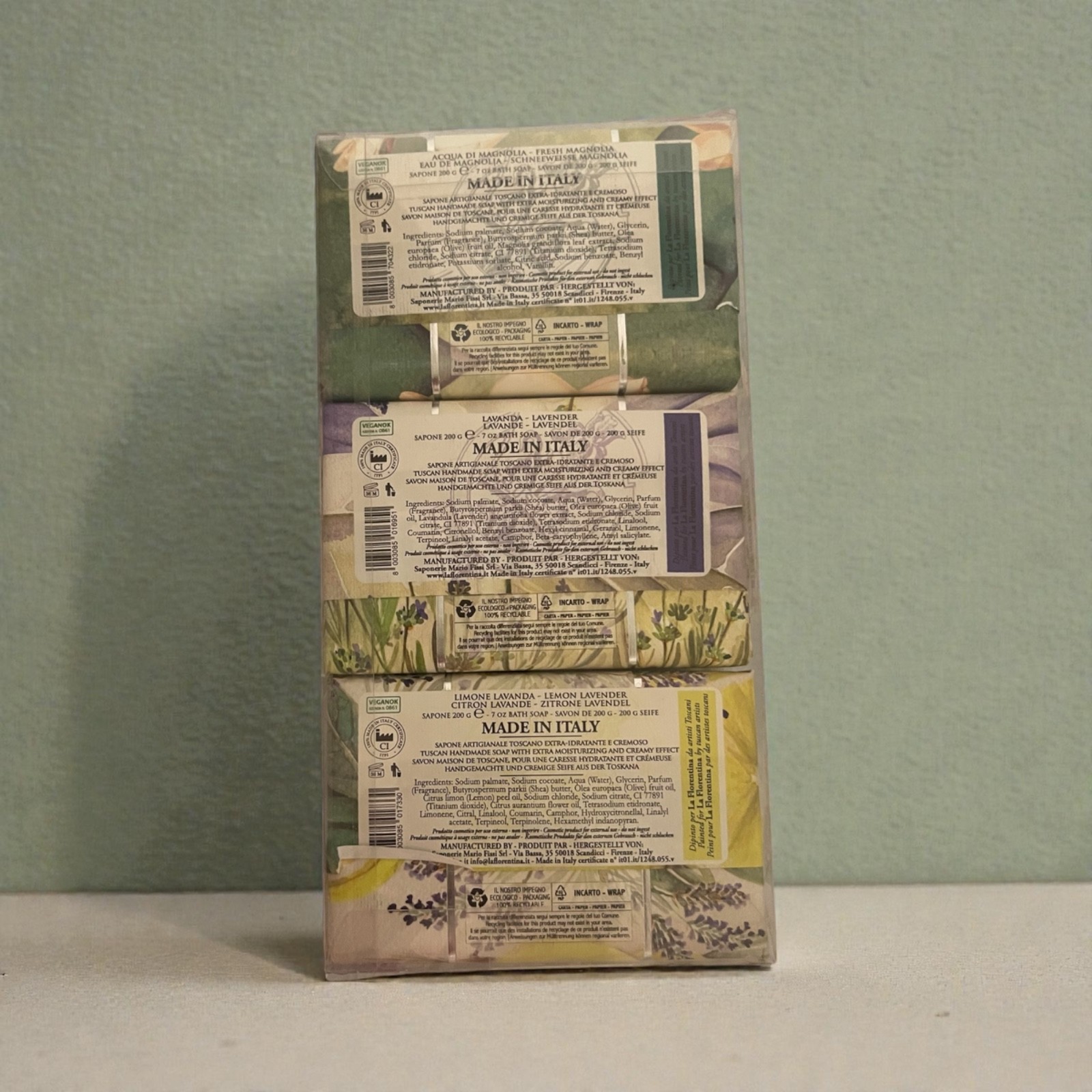 La Florentina Soap Bars 3 Pack • 7 oz Each • Magnolia Lavender Lemon Lavender