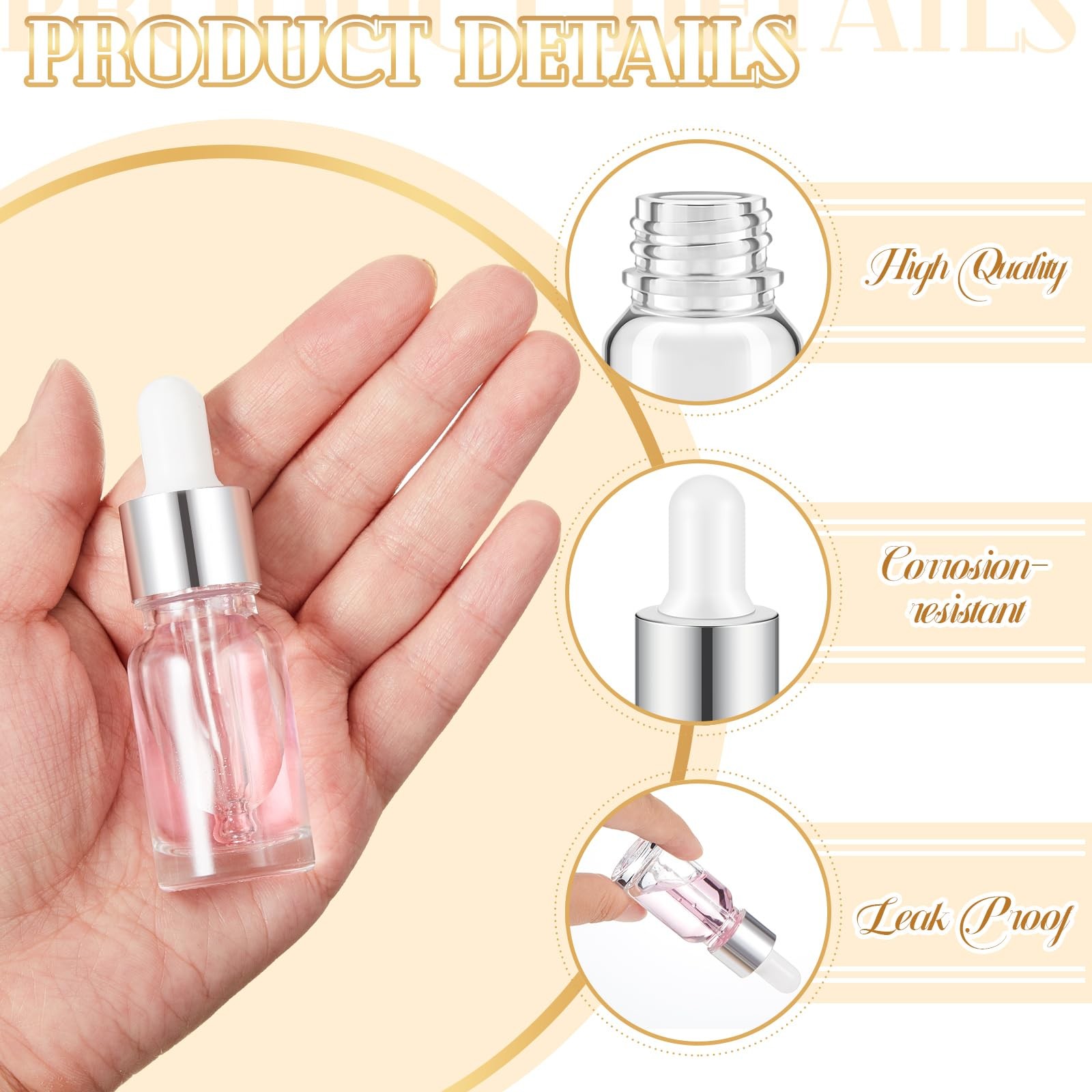 Didaey 100 Pcs Mini 10ml Clear Glass Dropper Bottles Essential Oils Bulk Empty