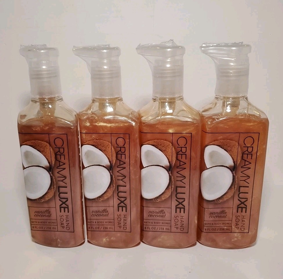 Pack of 4 Bath & Body Works VANILLA COCONUT Creamy Luxe Hand Soap 8.0oz Bulk Lot
