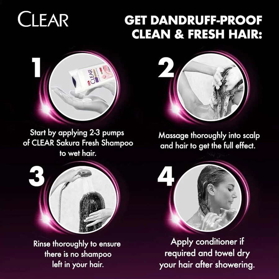 Clear Sakura Fresh Anti-Dandruff Scalp Care Cooling Fresh Shampoo 370ml 3x