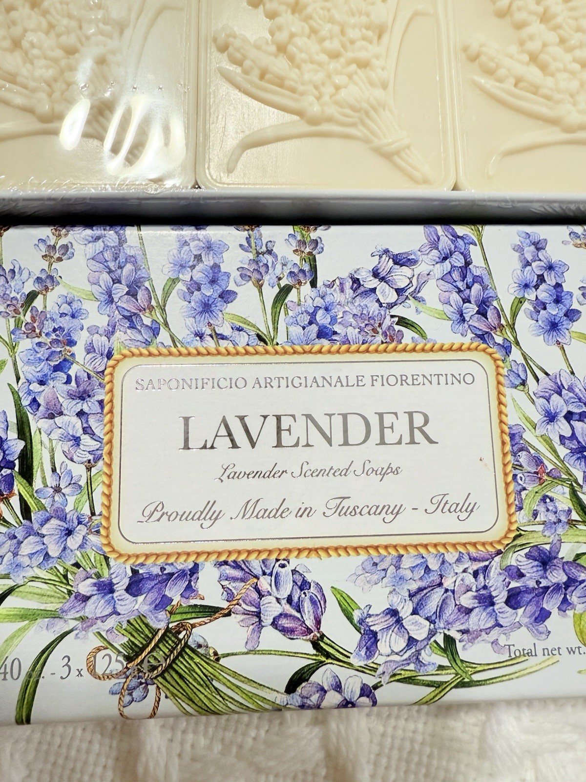 Saponificio Artigianale LAVENDER Scented Soaps 3 x 4.40 oz New Tuscany -Italy
