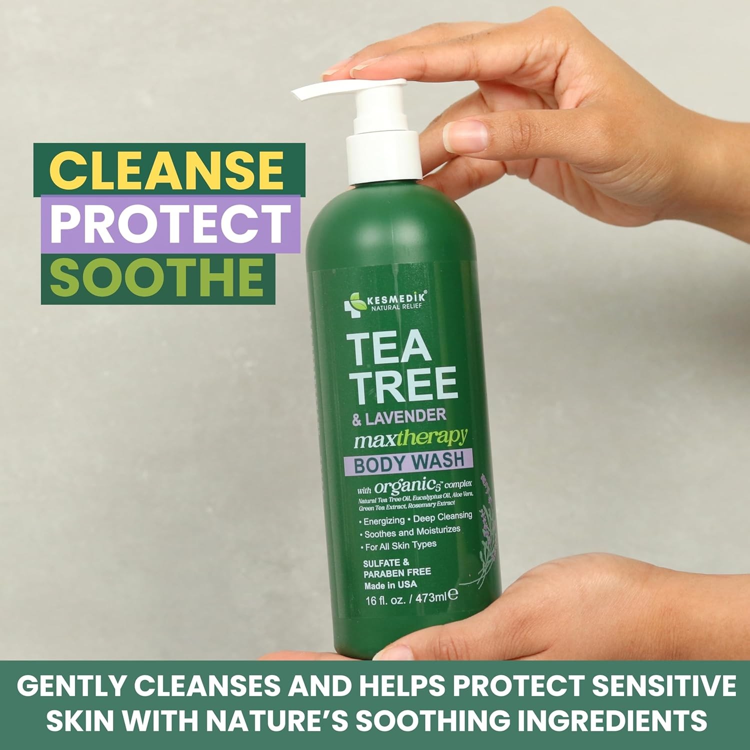 Tea Tree Lavender Body Wash MaxTherapy, Itchy Skin Relief, Antifungal Defense,