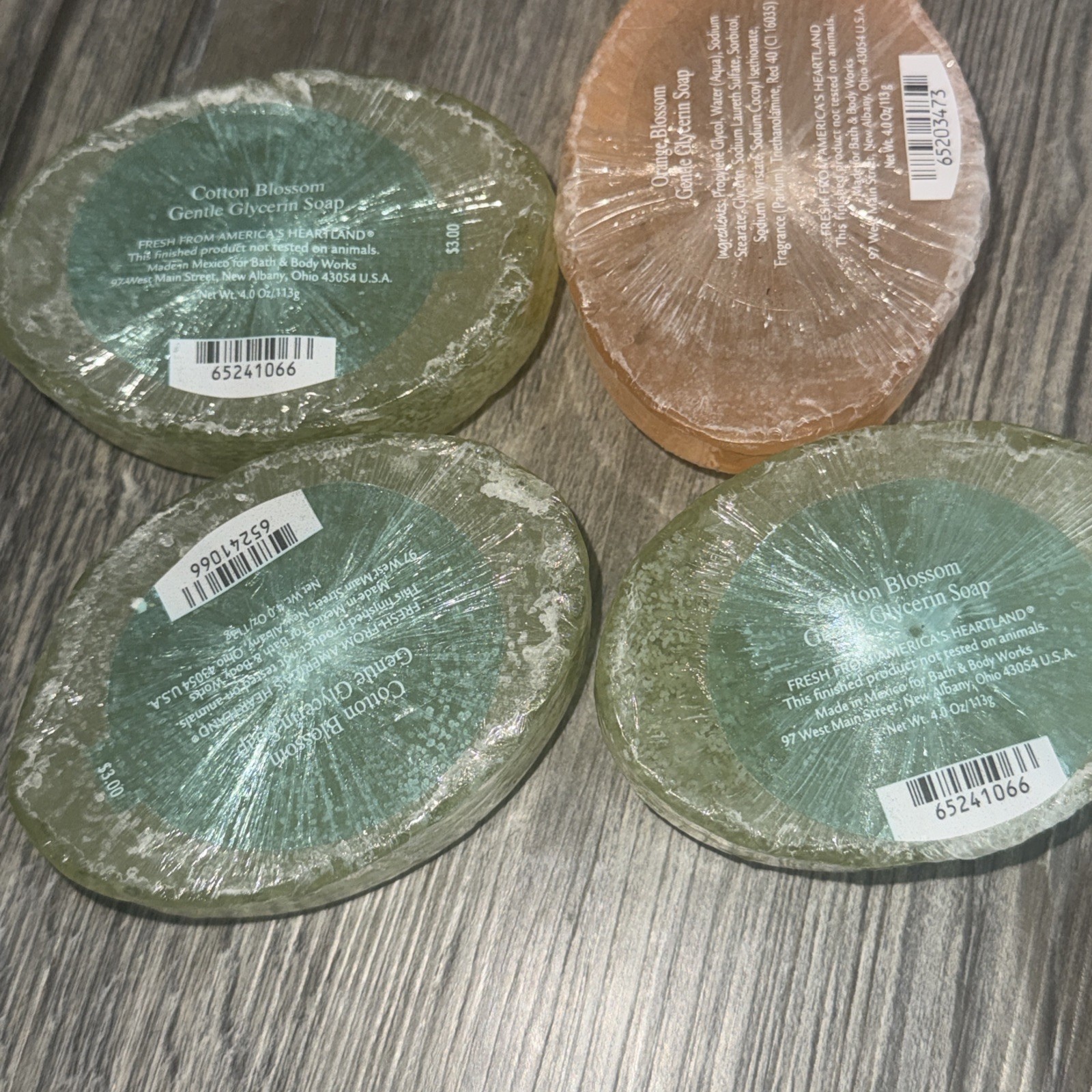 Bath & Body Works Glycerin Soap Bar Lot Cotton Blossom Orange Blosdom 4oz