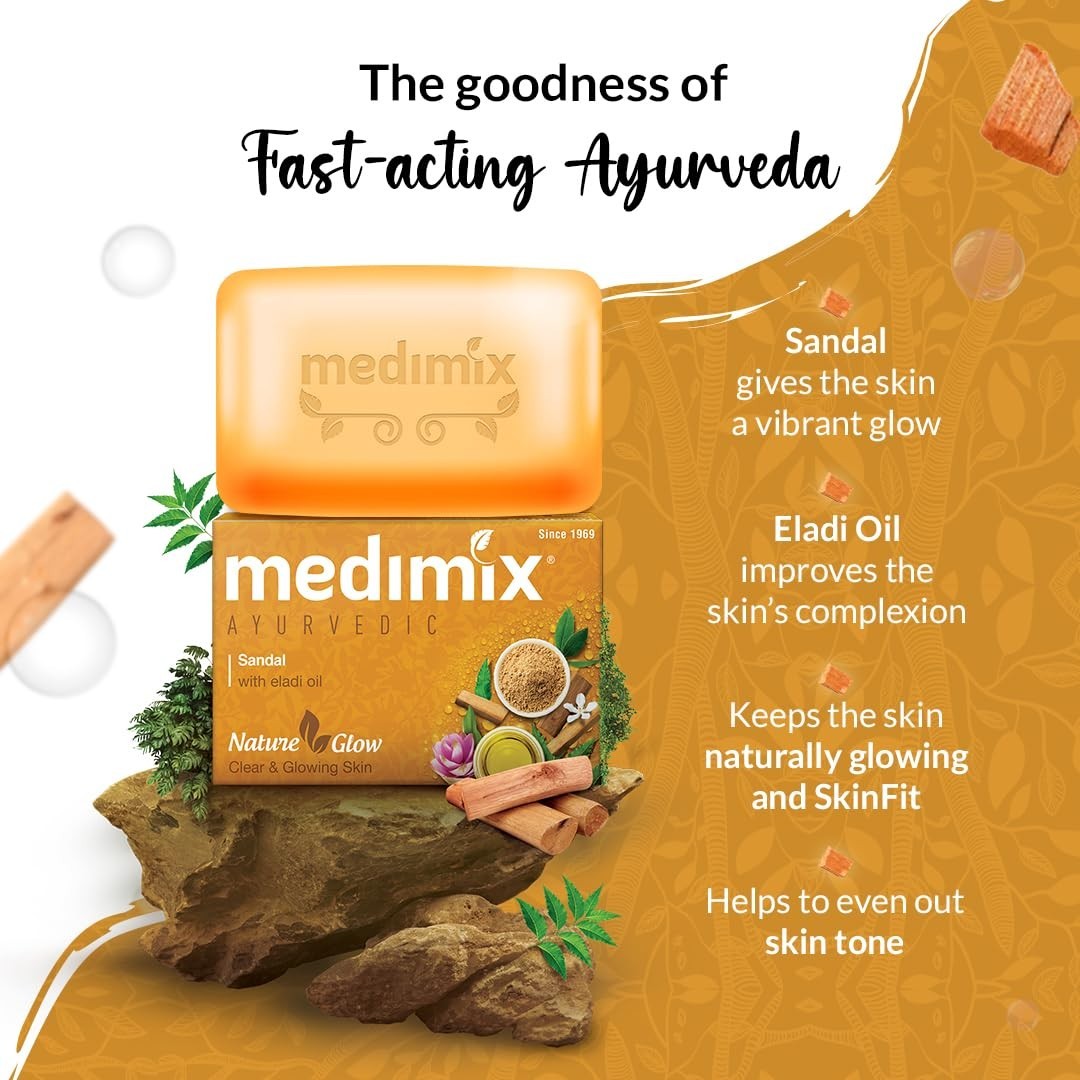 Medimix Ayurvedic Natural Glycerine Bathing Bar 125gm (Pack Of 3 )