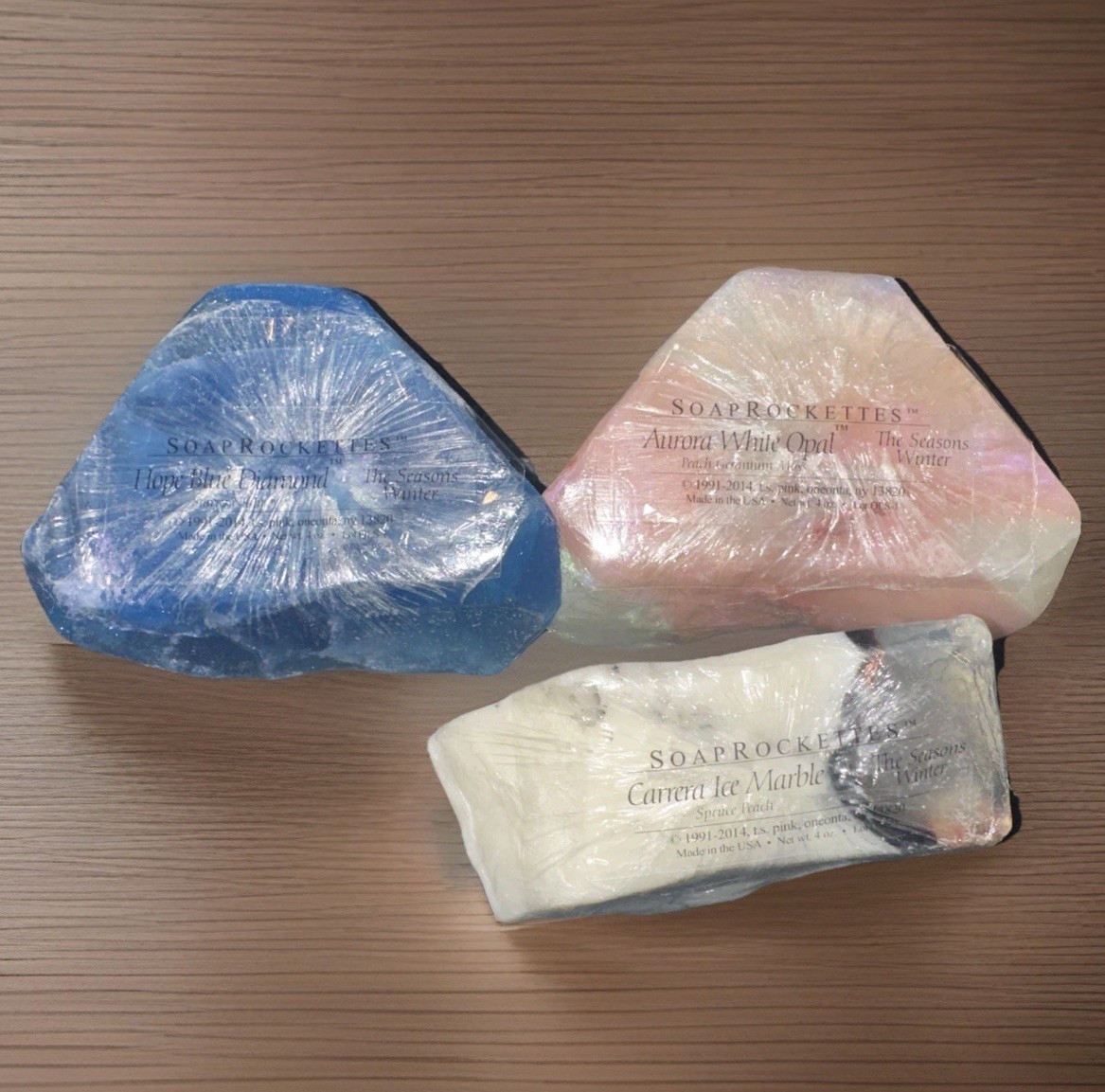 Soap Rockettes Set of 3 NEW Sealed 4oz Ea Rock Soap Rocklets TS Pink Gemstones
