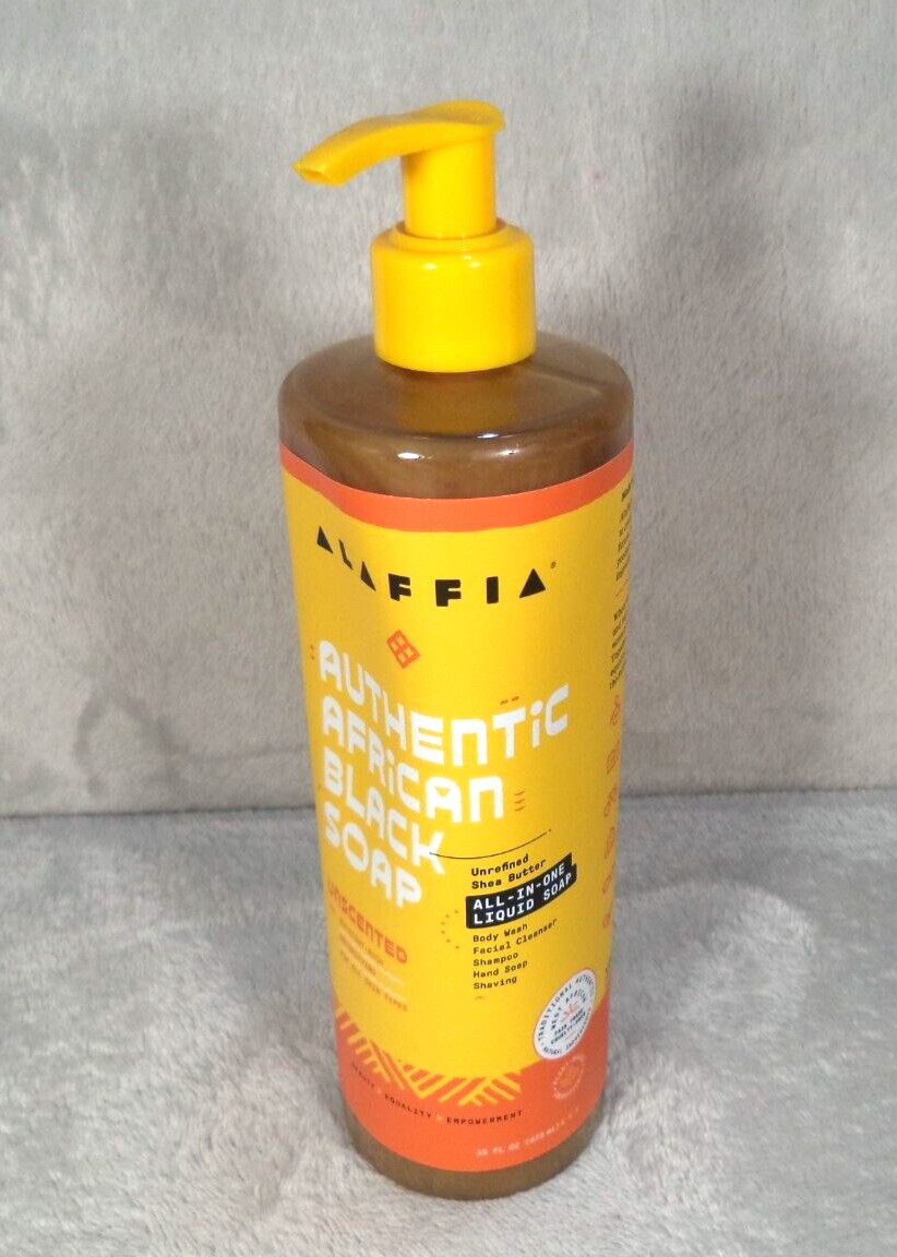 Alaffia Authentic African Black Soap All-In-One Liquid Soap 16 oz Unscented NEW