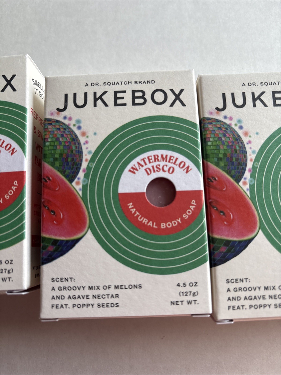 4 New Jukebox WATERMELON DISCO Natural Bar Soap DR SQUATCH Poppy Seeds Agave
