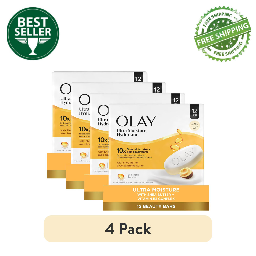 Olay Ultra Moisture Bar Soap, Shea Butter, 3.17 oz, 12 Ct, 4 Pack, 48 Bars Total