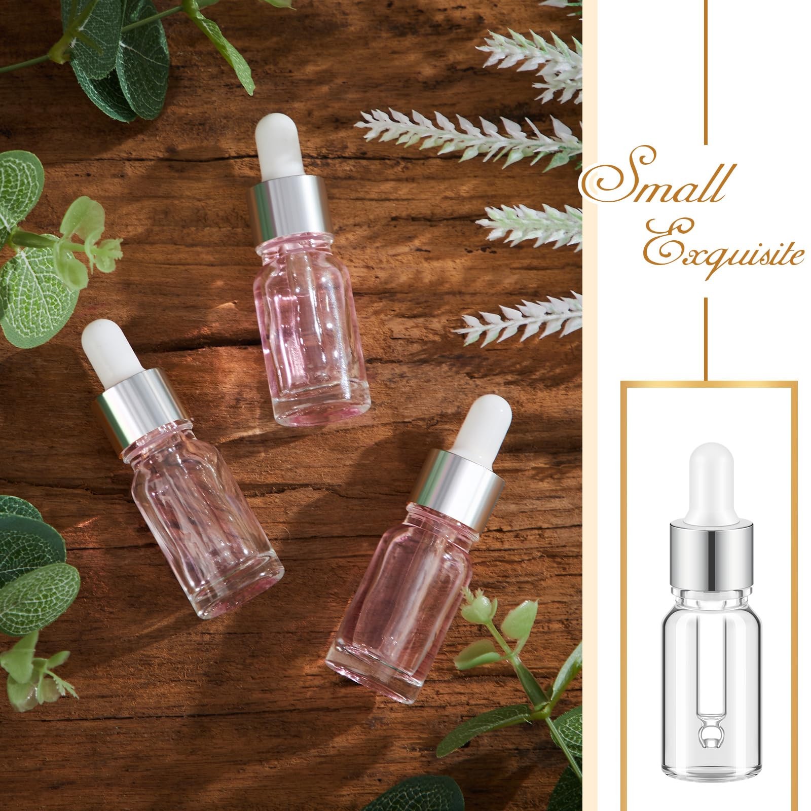 Didaey 100 Pcs Mini 10ml Clear Glass Dropper Bottles Essential Oils Bulk Empty