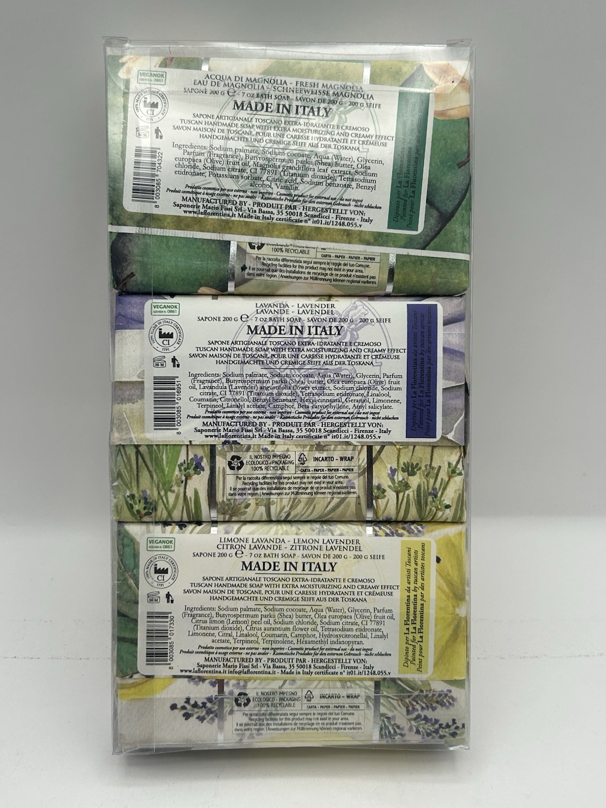 3 Pack La Florentina Bar Soap Set Lemon Lavender / Magnolia / Lavender 7oz Each