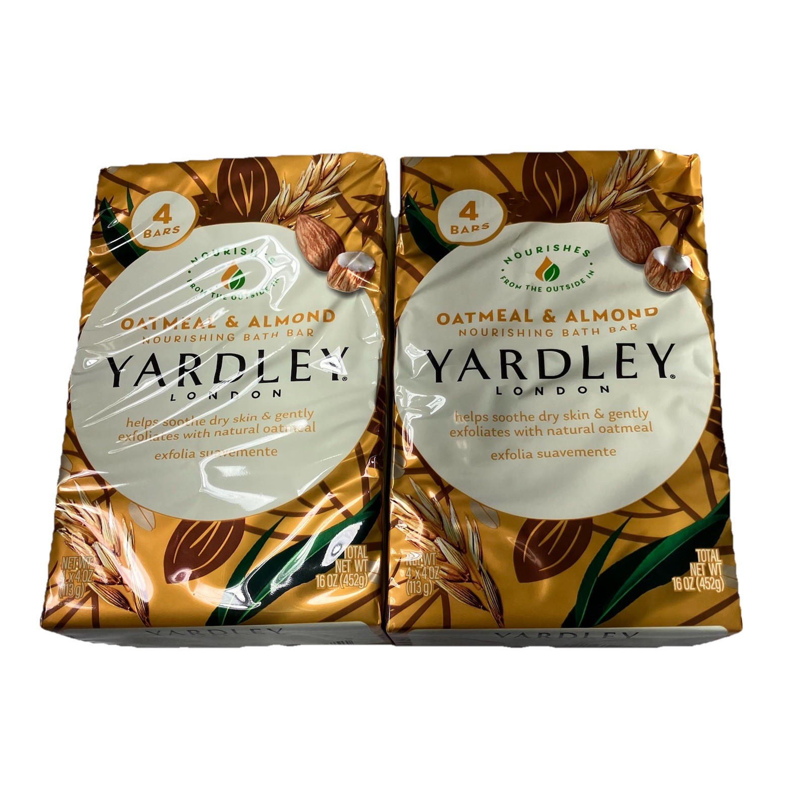 Yardley London Oatmeal & Almond Bar Soap (4 oz) Luxury Bath & Body Bar – 8 Pack
