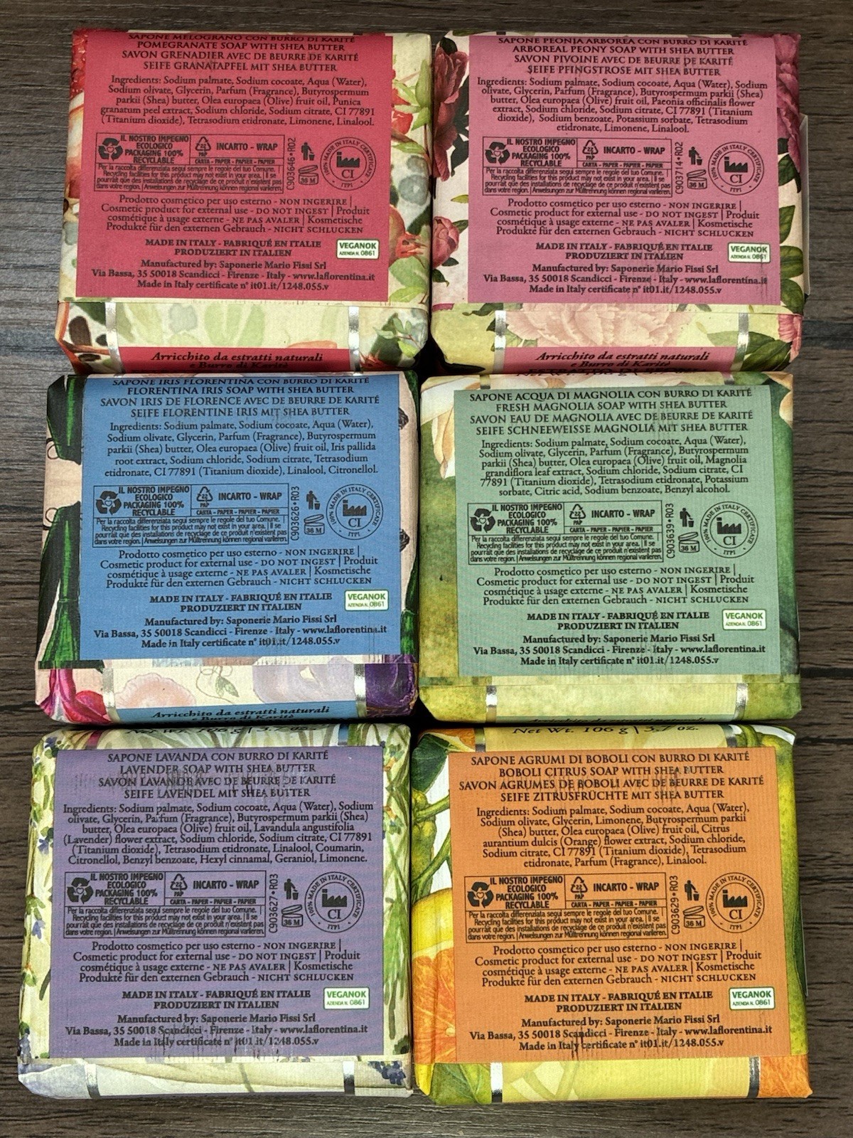 La Florentina Luxury Italian Soap Set of 6 See Pictures For Scents