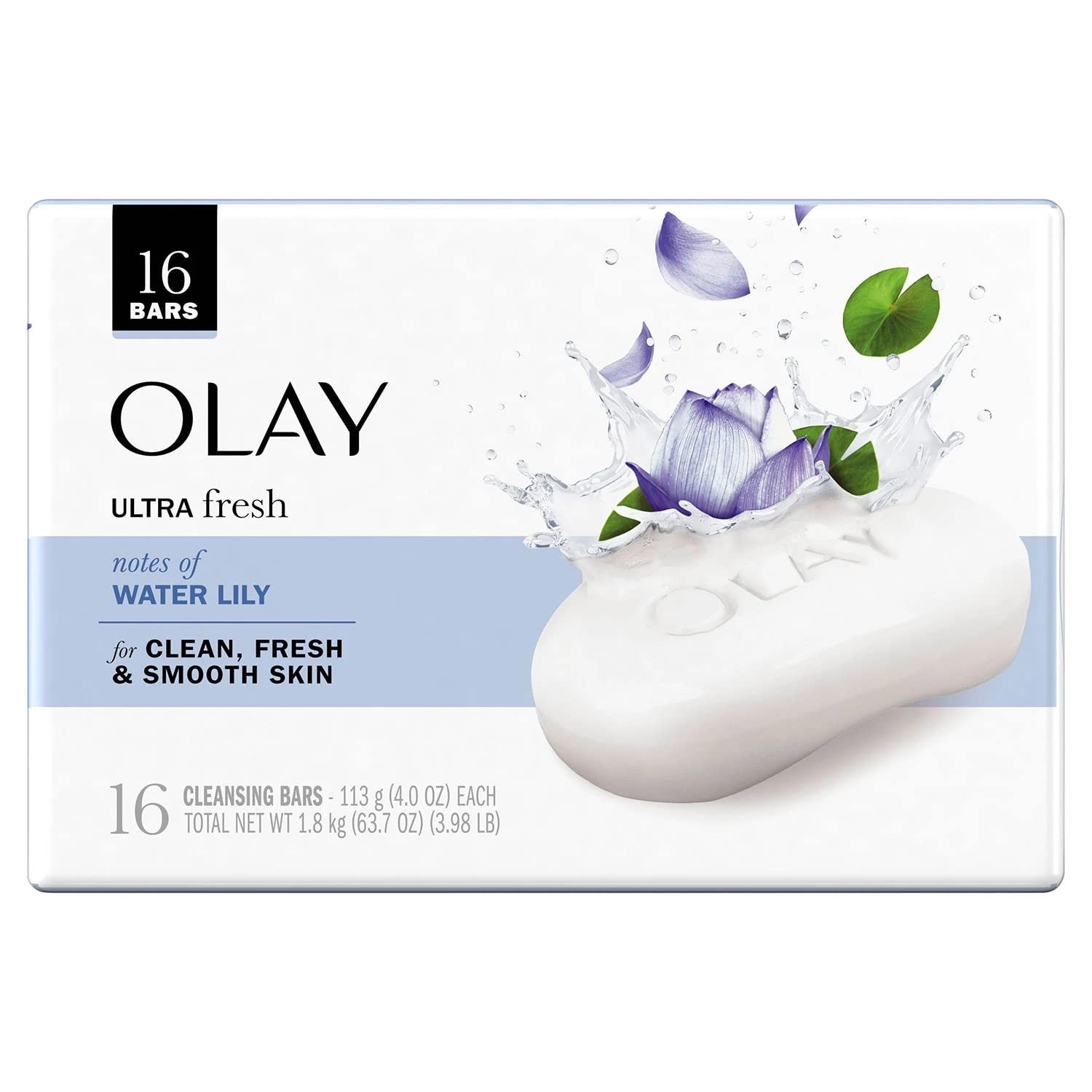 Olay Ultra Fresh Cleansing Bars, Water Lily Scent, 16 Bars, 4 oz Each NEW