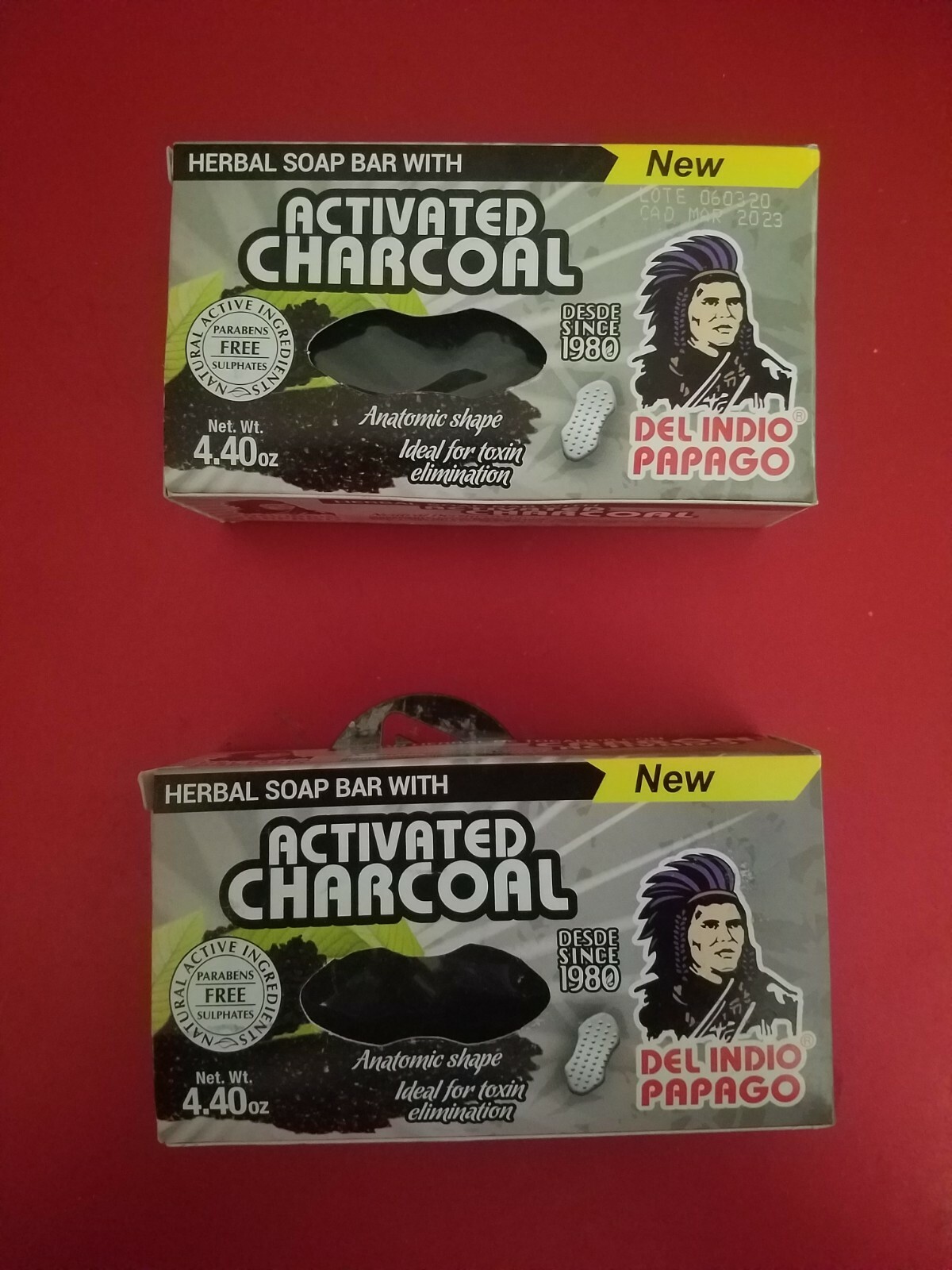 2 PACK DEL INDIO PAPAGO HERBAL SOAP BAR WITH ACTIVATED CHARCOAL