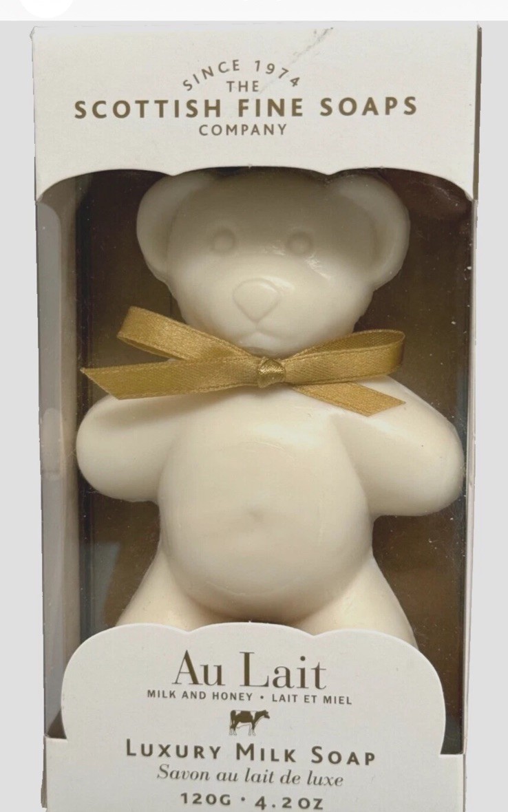 Scottish Fine Soaps Luxury Au Lait Milk and Honey BEAR Soap 4.2 oz Triple Milled