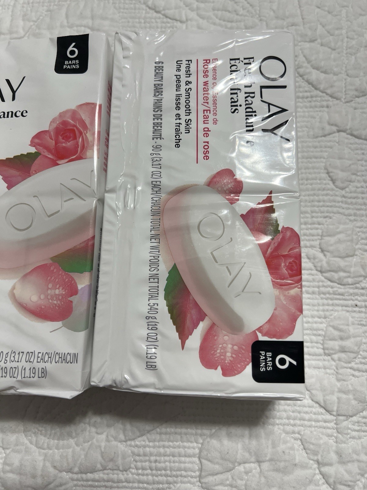 OLAY Fresh Radiance Beauty Bar Soap w/Rose Water, 6 Bars-Lot of 3=18 Beauty Bars